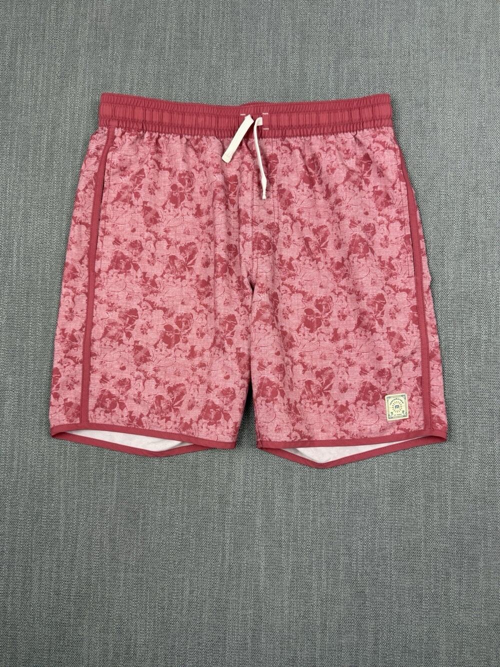 TravisMathew Mens Blue Floral Trunks Board Shorts Stretch Beach Swim Medium